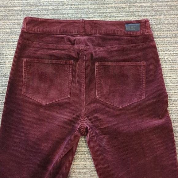 Paige Womens Huxton Ankle Pants Size 26 Corduroy Skinny Stretch Wine Maroon - Picture 2 of 6
